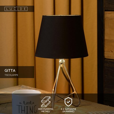 Lucide GITTA - Tischlampe - Ø 17 cm - 1xE14 - Chrom